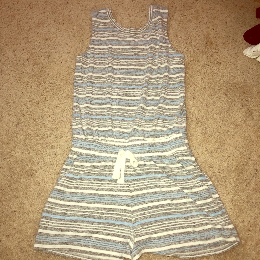 Tank top striped baby blue romper!